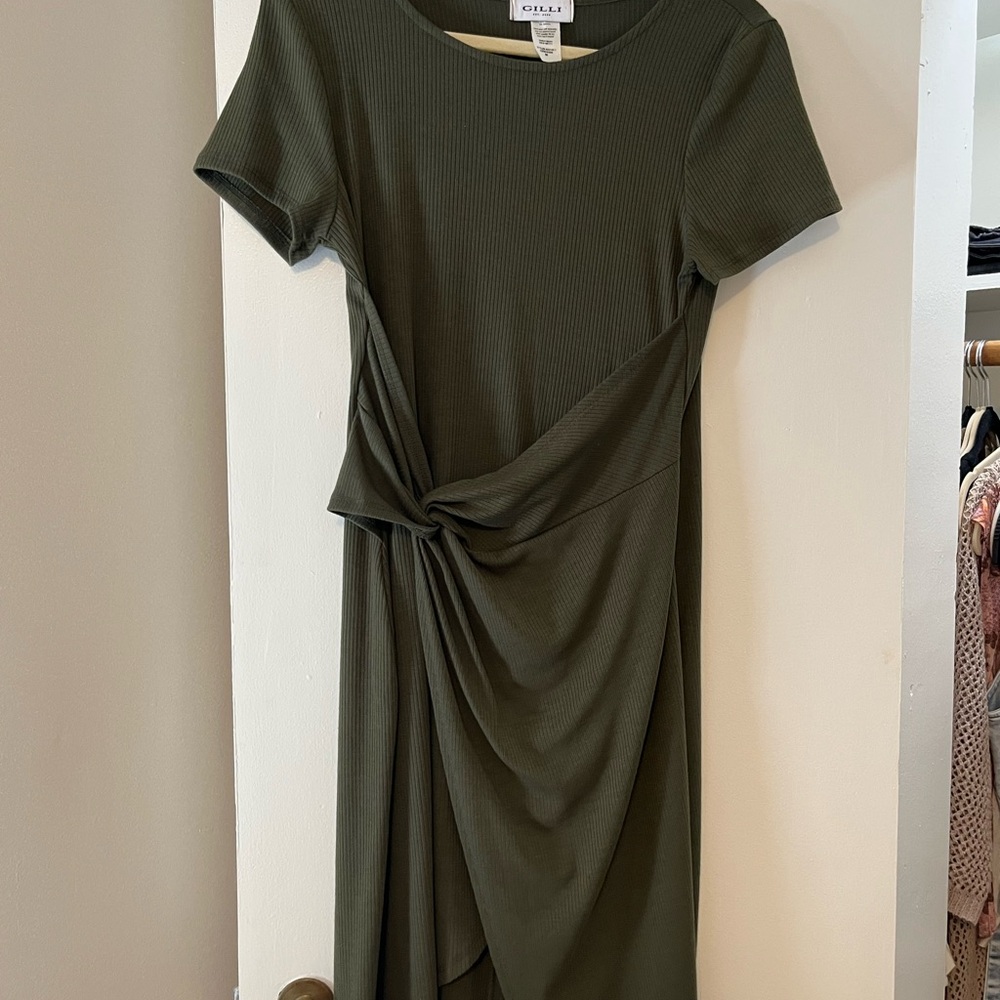 Gilli Asymmetrical Olive Dress
